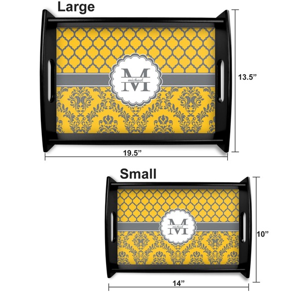 Damask & Moroccan Serving Tray Black Sizes
