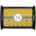 Damask & Moroccan Black Wooden Tray - Small (Personalized)