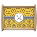 Damask & Moroccan Natural Wooden Tray - Large (Personalized)