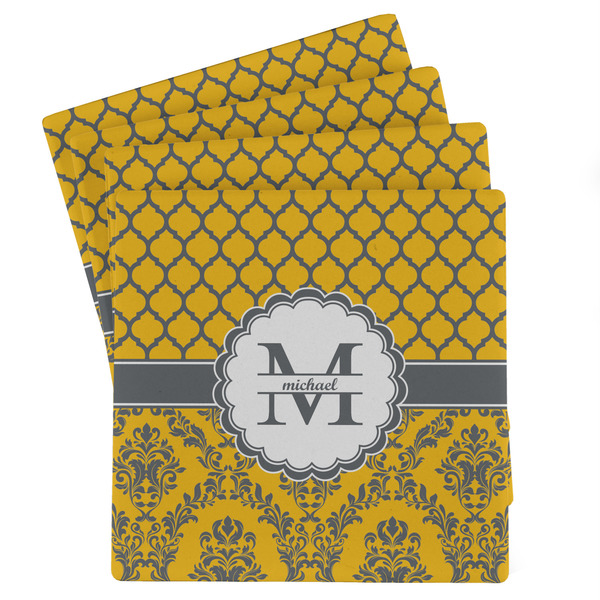 Custom Damask & Moroccan Absorbent Stone Coasters - Set of 4 (Personalized)