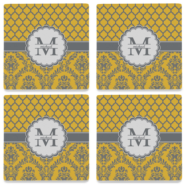 Damask & Moroccan Set of 4 Sandstone Coasters - See All 4 View