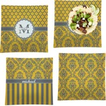 Damask & Moroccan Set of 4 Glass Square Lunch / Dinner Plate 9.5" (Personalized)