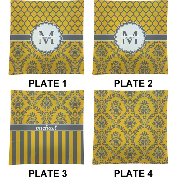 Damask & Moroccan Set of Square Dinner Plates (Approval)