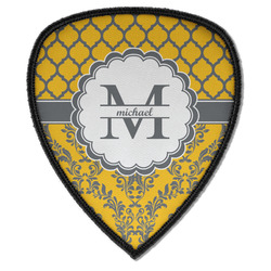 Damask & Moroccan Iron on Shield Patch A w/ Name and Initial