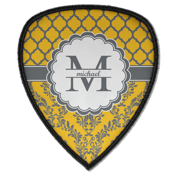 Custom Damask & Moroccan Iron on Shield Patch A w/ Name and Initial