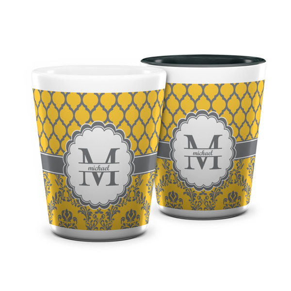 Custom Damask & Moroccan Ceramic Shot Glass - 1.5 oz (Personalized)