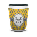 Damask & Moroccan Ceramic Shot Glass - 1.5 oz - Two Tone - Set of 4 (Personalized)