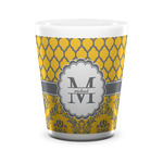 Damask & Moroccan Ceramic Shot Glass - 1.5 oz - White - Set of 4 (Personalized)