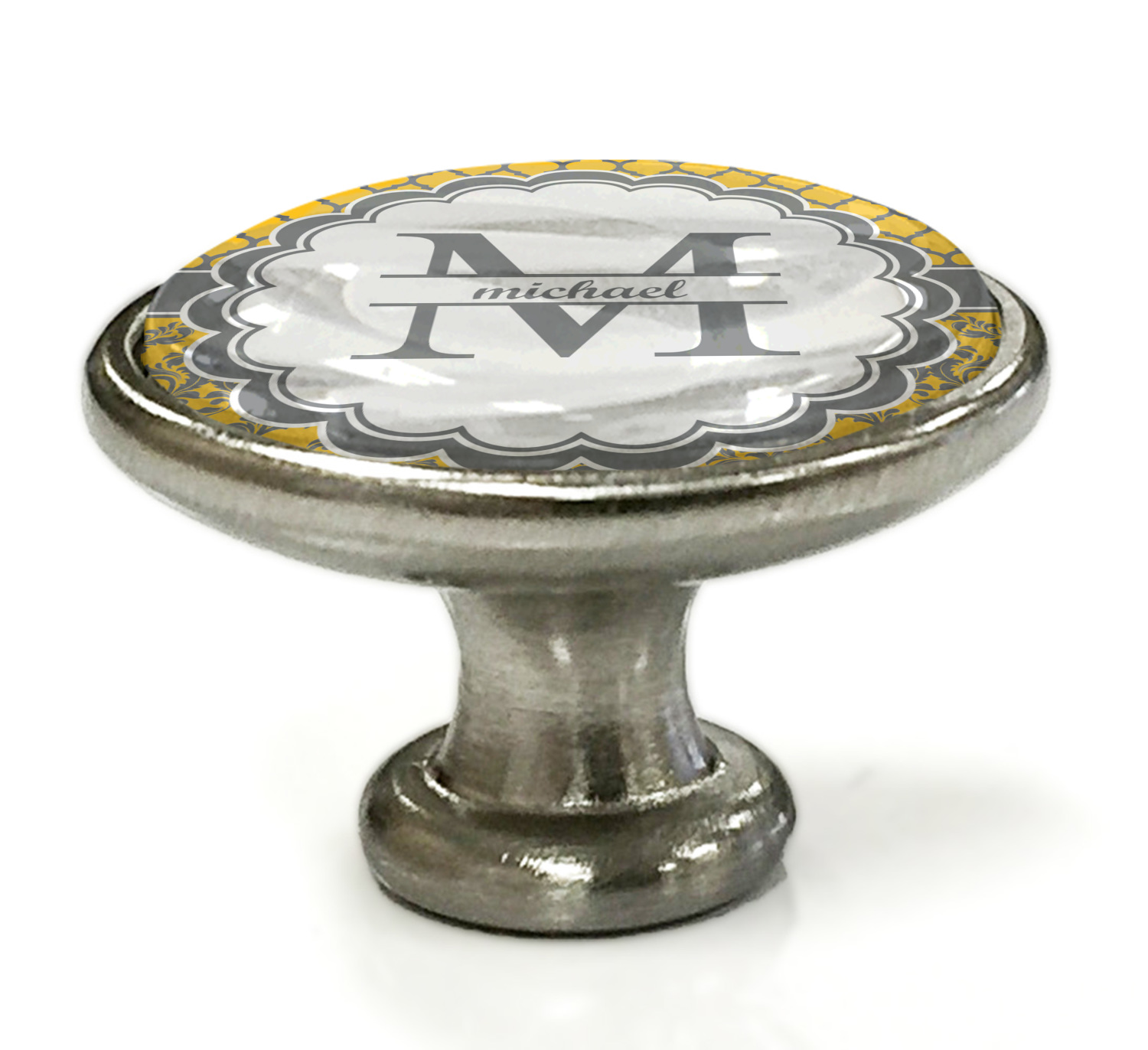 Damask & Moroccan Knob (Silver) (Personalized) YouCustomizeIt