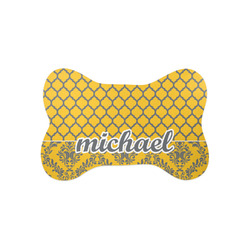 Damask & Moroccan Bone Shaped Dog Food Mat (Small) (Personalized)