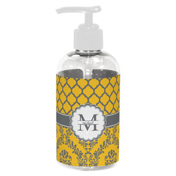 Damask & Moroccan Plastic Soap / Lotion Dispenser (8 oz - Small - White) (Personalized)