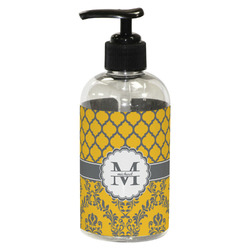 Damask & Moroccan Plastic Soap / Lotion Dispenser (8 oz - Small - Black) (Personalized)