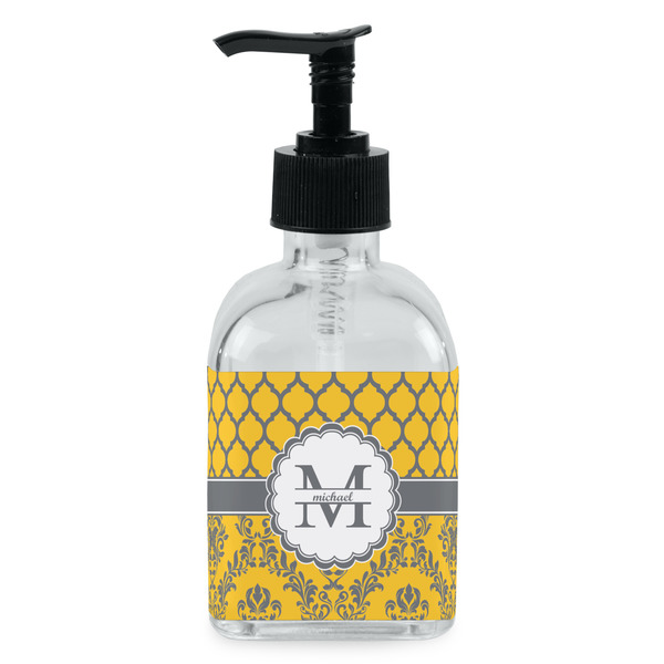 Custom Damask & Moroccan Glass Soap & Lotion Bottle - Single Bottle (Personalized)