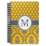 Damask & Moroccan Spiral Notebook - 7x10 w/ Name and Initial