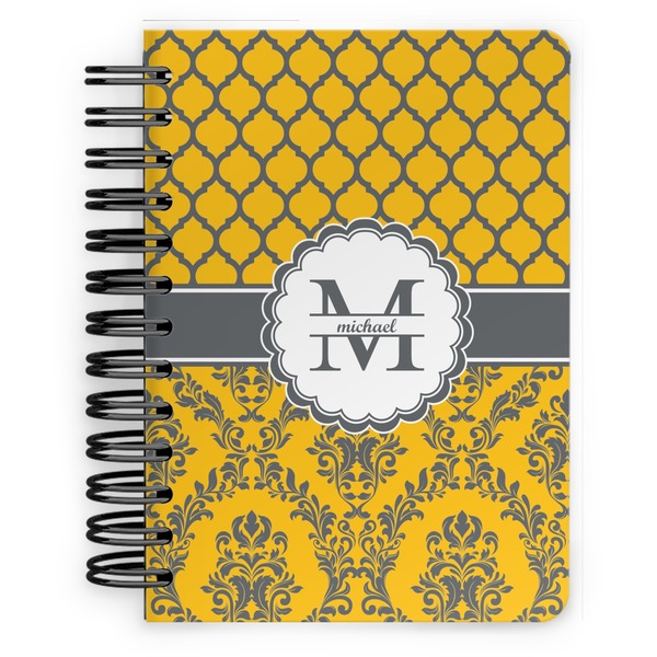 Custom Damask & Moroccan Spiral Notebook - 5x7 w/ Name and Initial