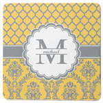 Damask & Moroccan Square Rubber Backed Coaster (Personalized)