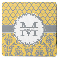 Damask & Moroccan Square Rubber Backed Coaster (Personalized)