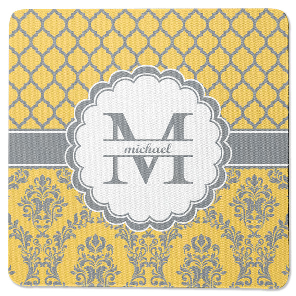 Custom Damask & Moroccan Square Rubber Backed Coaster (Personalized)