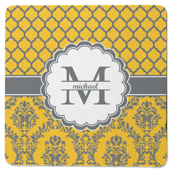 Custom Damask & Moroccan Square Rubber Backed Coaster (Personalized)