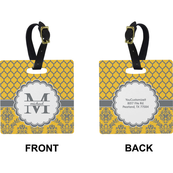 Damask & Moroccan Square Luggage Tag (Front + Back)