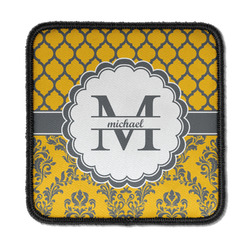 Damask & Moroccan Iron On Square Patch w/ Name and Initial