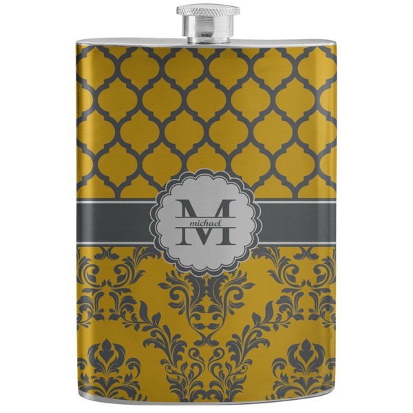 Custom Damask & Moroccan Stainless Steel Flask (Personalized)