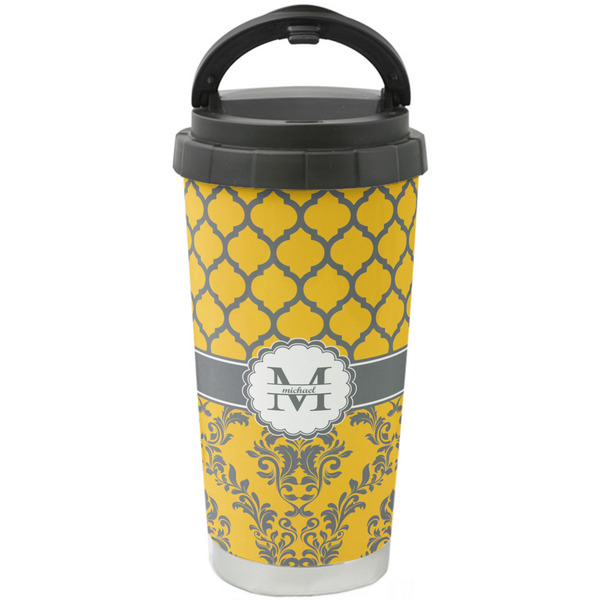 Custom Damask & Moroccan Stainless Steel Coffee Tumbler (Personalized)