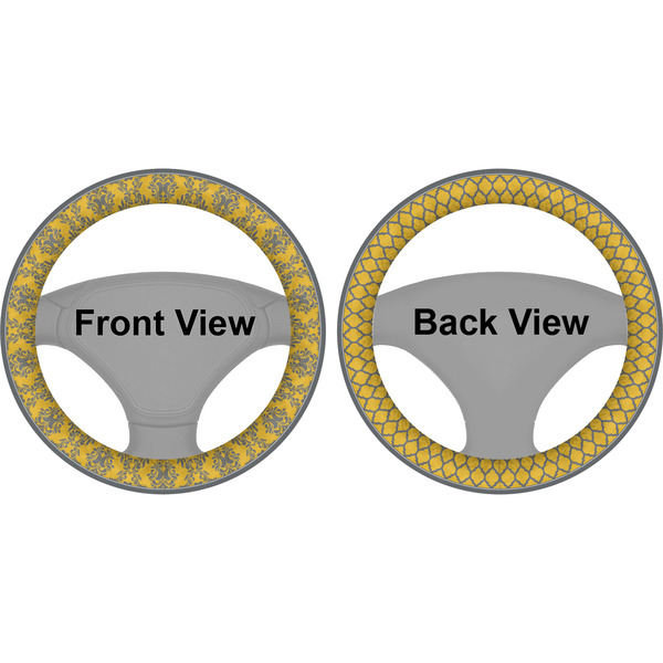 Damask & Moroccan Steering Wheel Cover- Front and Back