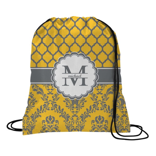 Custom Damask & Moroccan Drawstring Backpack - Large (Personalized)