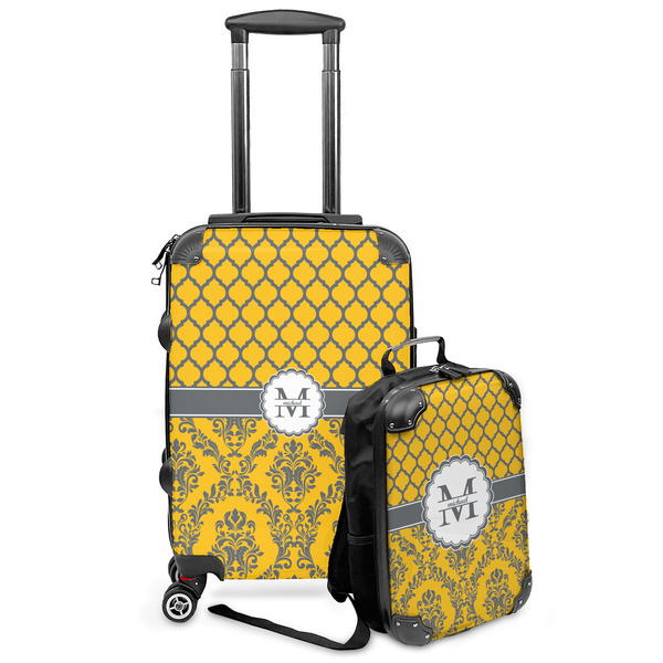 Custom Damask & Moroccan Kids 2-Piece Luggage Set - Suitcase & Backpack (Personalized)