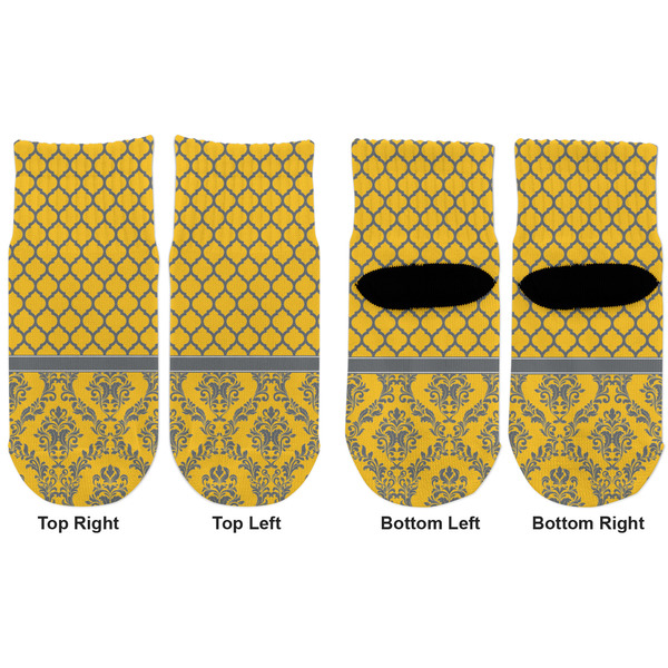 Damask & Moroccan Toddler Ankle Socks - Double Pair - Front and Back - Apvl