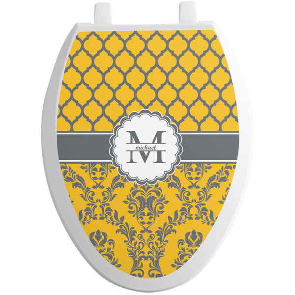 Custom Damask & Moroccan Toilet Seat Decal - Elongated (Personalized)
