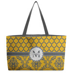 Damask & Moroccan Beach Totes Bag - w/ Black Handles (Personalized)