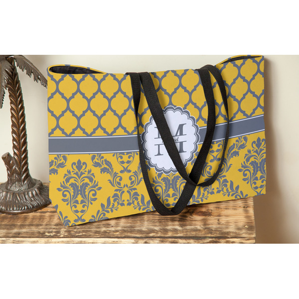 Damask & Moroccan Tote w/Black Handles - Lifestyle View