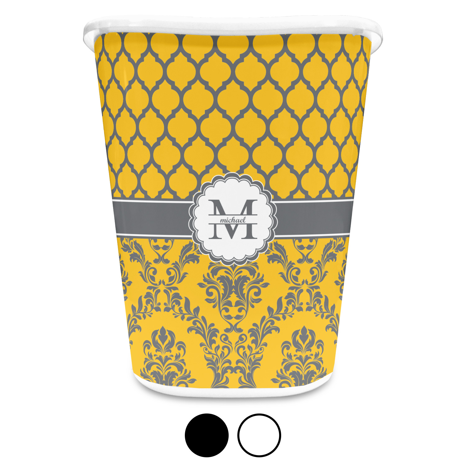 Damask & Moroccan Waste Basket (Personalized) YouCustomizeIt