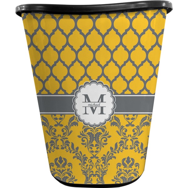 Damask & Moroccan Waste Basket (Black)