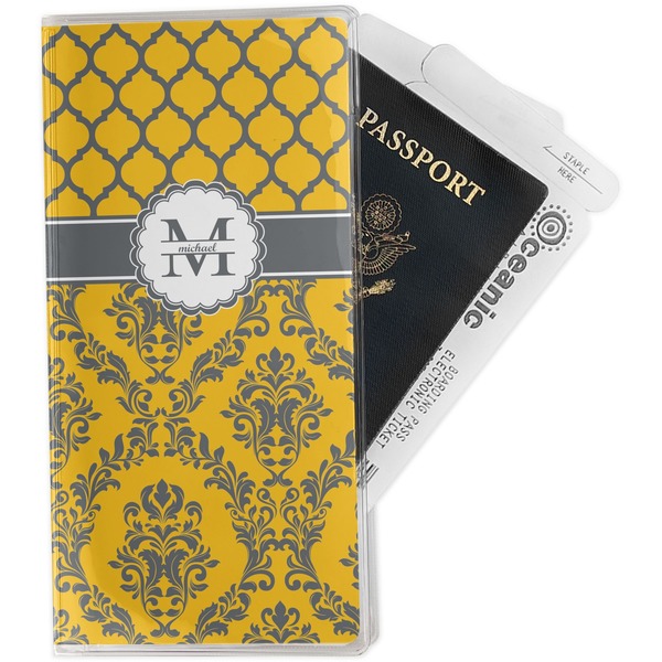 Custom Damask & Moroccan Travel Document Holder