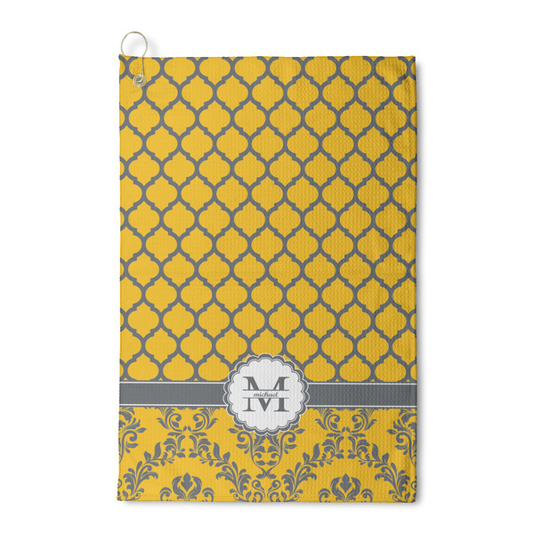 Custom Damask & Moroccan Waffle Weave Golf Towel (Personalized)