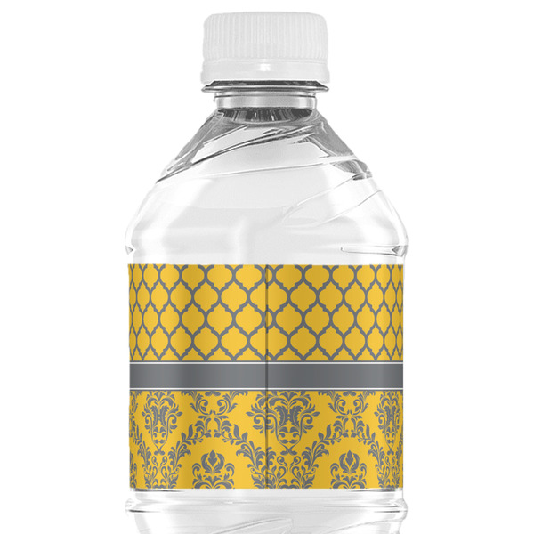 Damask & Moroccan Water Bottle Label - Back View