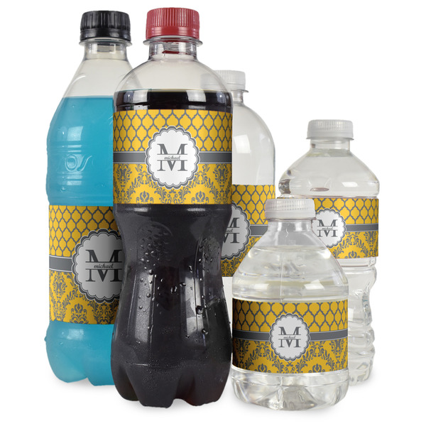 Damask & Moroccan Water Bottle Label - Multiple Bottle Sizes