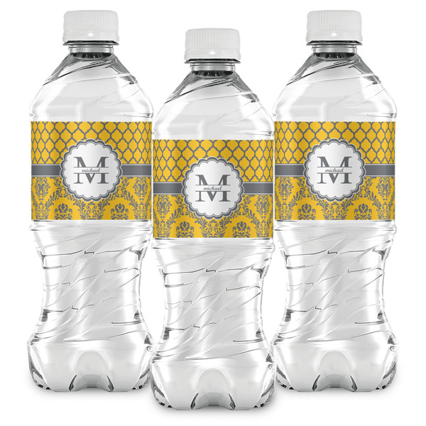 Damask & Moroccan Water Bottle Labels - Front View