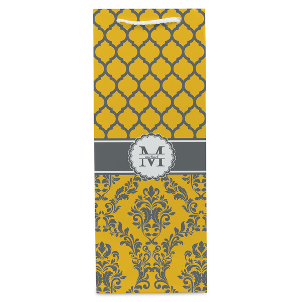 Damask & Moroccan Wine Gift Bag - Gloss - Front