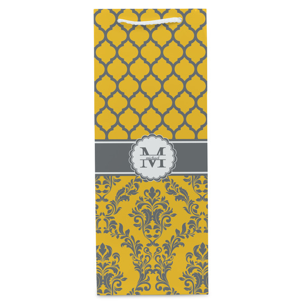 Damask & Moroccan Wine Gift Bag - Matte - Front