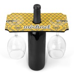 Damask & Moroccan Wine Bottle & Glass Holder (Personalized)