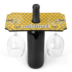 Damask & Moroccan Wine Bottle & Glass Holder (Personalized)