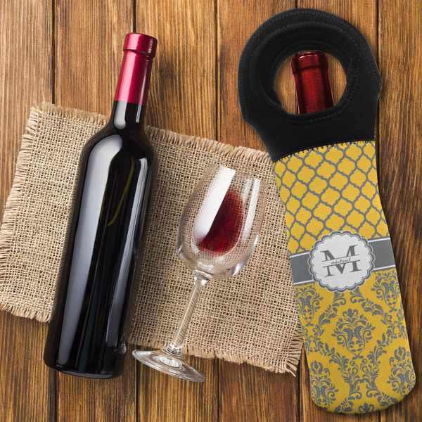 Damask & Moroccan Wine Tote Bag - FLATLAY