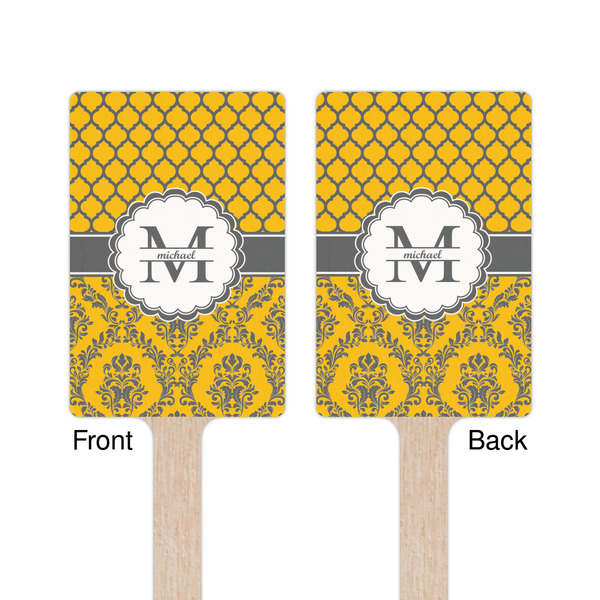 Damask & Moroccan Wooden 6.25" Stir Stick - Rectangular - Double Sided - Front & Back