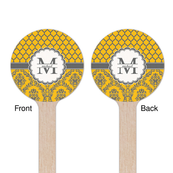 Damask & Moroccan Wooden 6" Stir Stick - Round - Double Sided - Front & Back