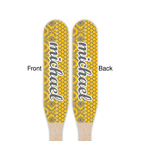 Damask & Moroccan Wooden Food Pick - Paddle - Double Sided - Front & Back