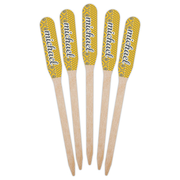 Damask & Moroccan Wooden Food Pick - Paddle - Fan View